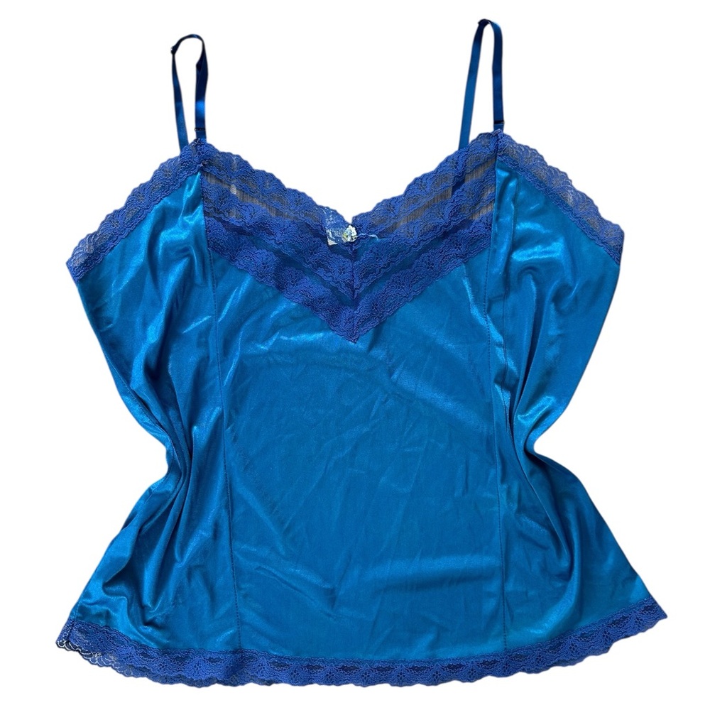 Vintage Mel-Lin Blue Lace Trim Cami